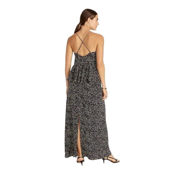 NWT J Crew Ruffle Back Silk Dress in Starry Sky Print Navy sz 6 Maxi Slip Summer - Picture 1 of 14